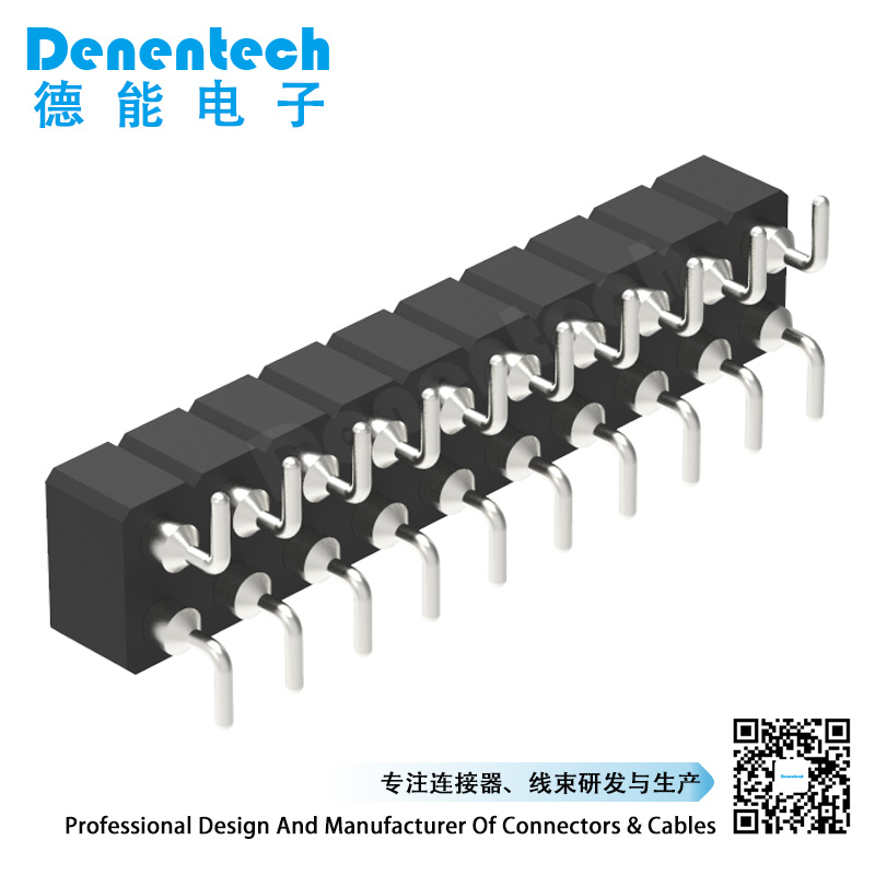 Denentech factory custom 2.54MM machined female header H3.00xW5.08 dual row  straight SMT pin header machine